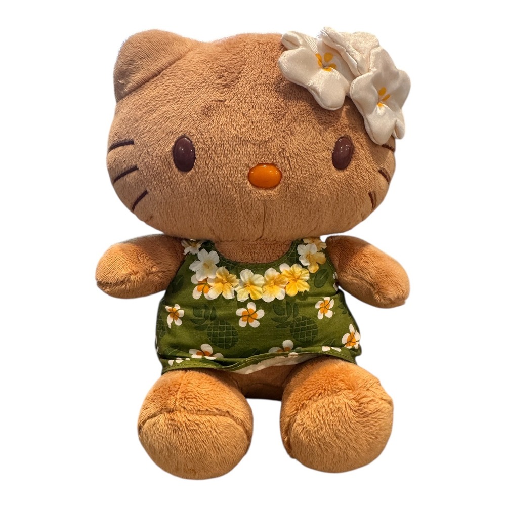 NWT Hello Kitty Hawaii Tan Sanrio Muumuu Plumeria Flowers Plush‎ Pineapple Dress